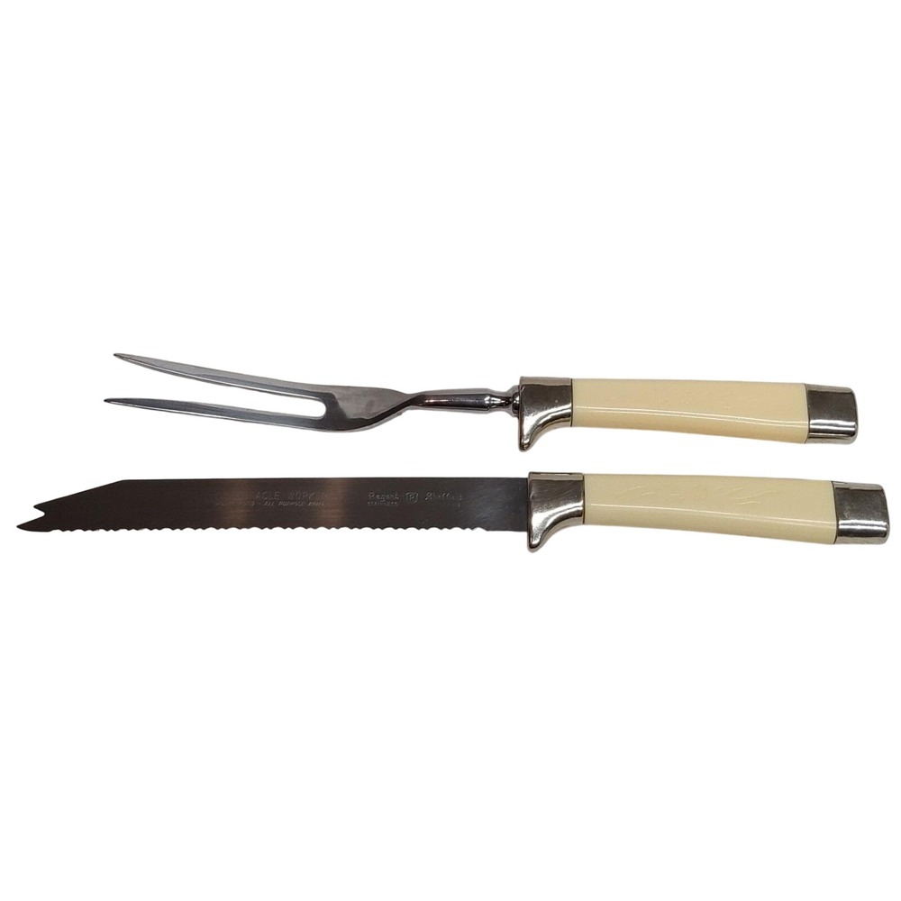 Vintage Sheffield Regent Stainless 2 pc Carving Knife and Fork Combo Set